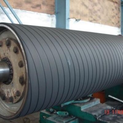 Rubber Covered Grooved Press Roll for Press Section in Paper Making Machine with Cast Steel Shaft
