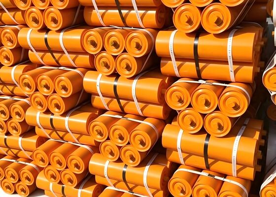 Mining Conveyor Roller Orange Coated Steel Tube Long Service Life Industrial Use